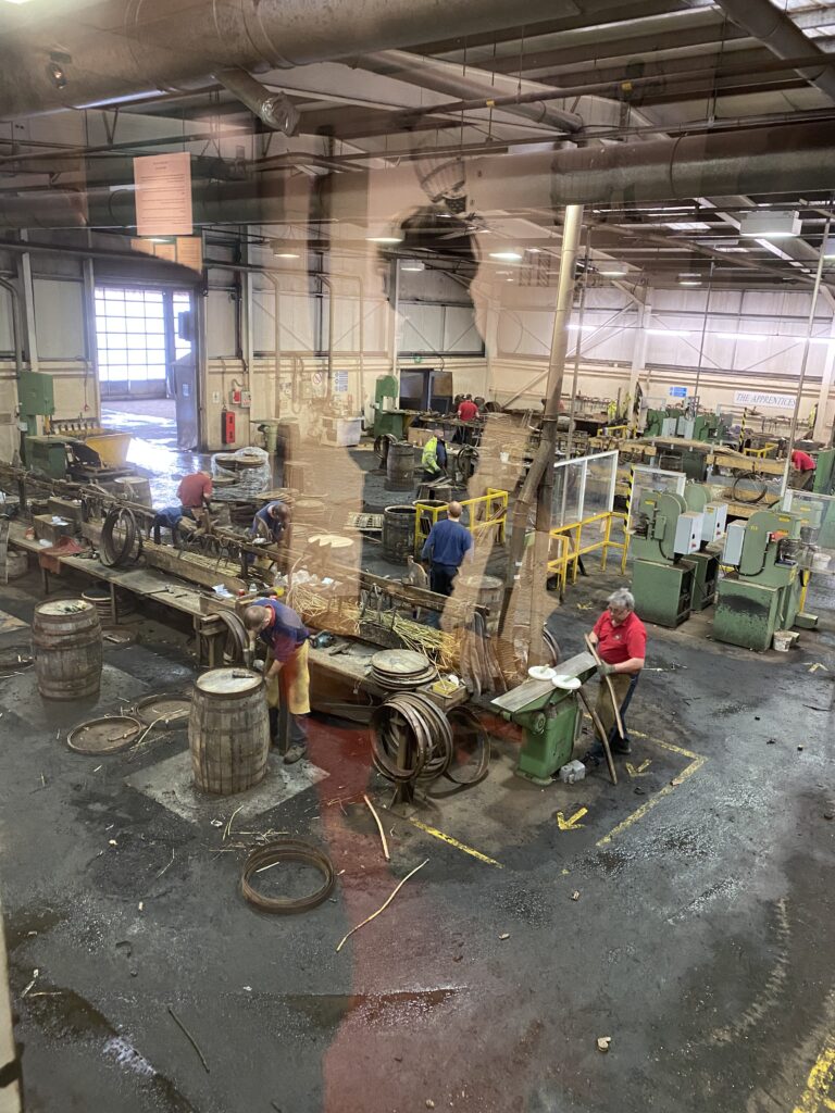 Watching the workers at the Cooperage