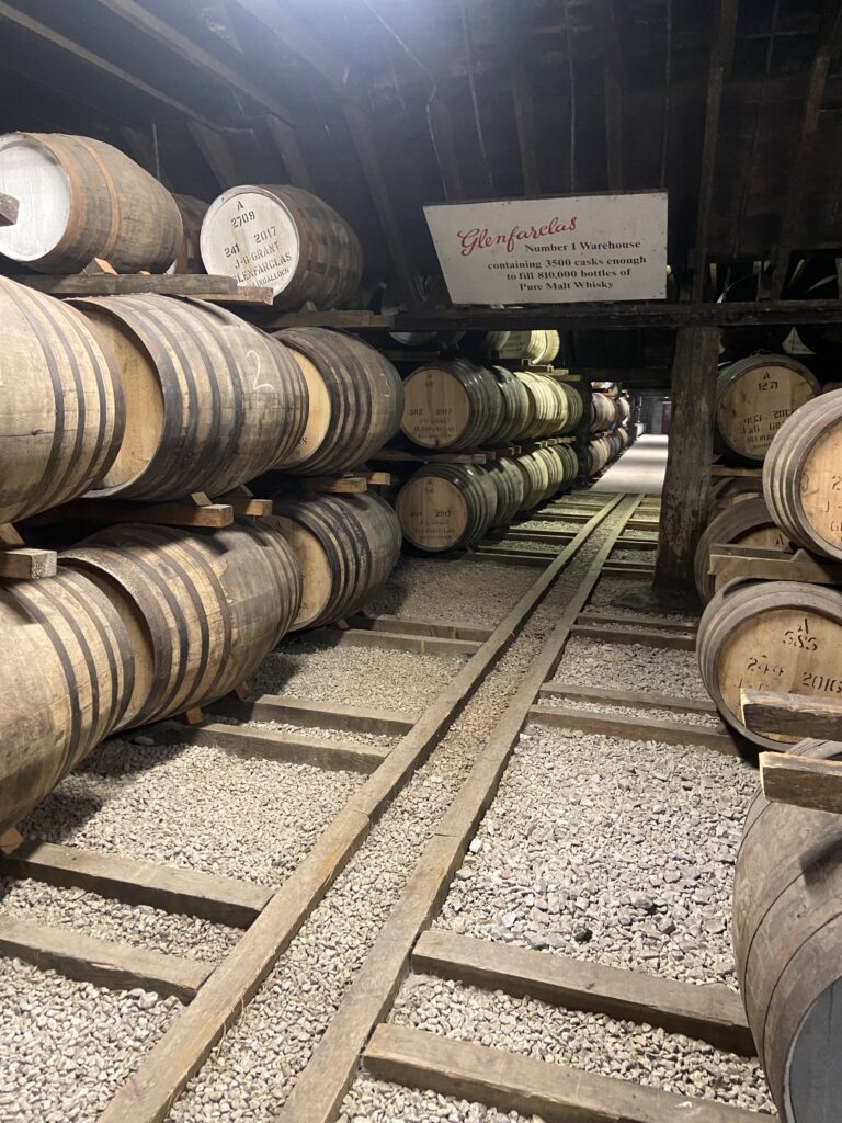 Glenfarclas distillery - barrels in the warehouse